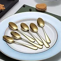 Useful Metal Golden Engraving Spoons- 6 Pieces-thumb1