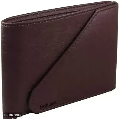 Designer Brown Artificial Leather Three Fold Wallet For Men-thumb0