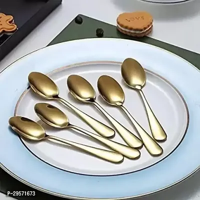 Durable Stainless Steel Golden Spoons Combo Of 6-thumb2