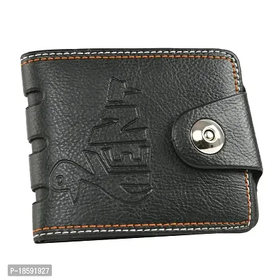 Designer Black Artificial Leather Solid Two Fold Wallet For Men-thumb2