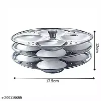 3 Plates Stainless Steel Non Stick Idli Plates Idli Maker| Idli Stand With Holes For Pressure Cooker,-thumb1