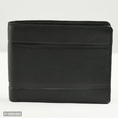 Designer Black Artificial Leather Solid Two Fold Wallet For Men