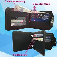 Designer Black PU Solid Two Fold Wallet For Men-thumb2