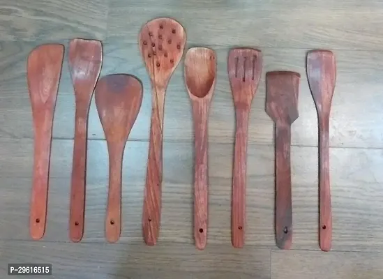 Useful Wooden Wooden Serving And Cooking Spoons Spatula - 8 Pieces-thumb2