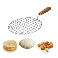 Steel Barbeque Roaster Grill With Wooden Handle-thumb3