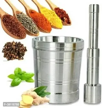 Metal Mortar And Pestle Set Spice Mixer | Khalbatta | Khaldasta For Kitchen-thumb4