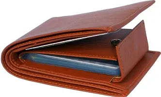 Designer Brown Artificial Leather Three Fold Wallet For Men-thumb1