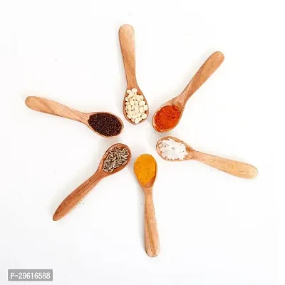 Useful Wooden Wooden Spice Spoon- 6 Pieces