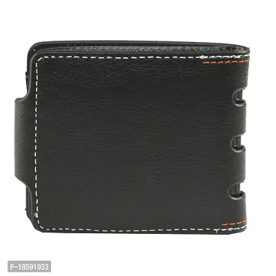 Designer Black Artificial Leather Solid Two Fold Wallet For Men-thumb5