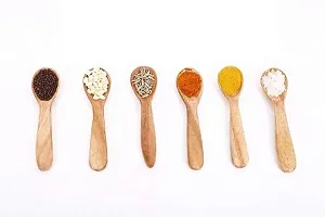 Set Of 6 Small Wooden Masala Spoon Compact For Salt Sugar Coffee Tea Pickle Turmeric Spices Pepper Chilli Powder-thumb1