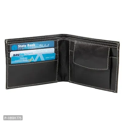 Designer Black Artificial Leather Solid Two Fold Wallet For Men-thumb3