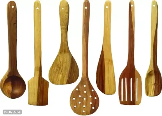 Sre Sre_0027 Wooden Spatula Pack Of 7 Handmade Cooking Tools-thumb0