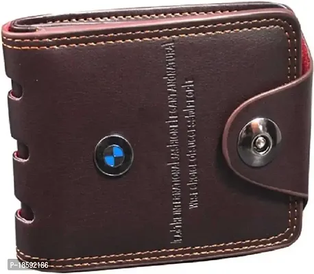 Designer BMW  Brown Artificial Leather Self Design Two Fold Wallet For Men-thumb0