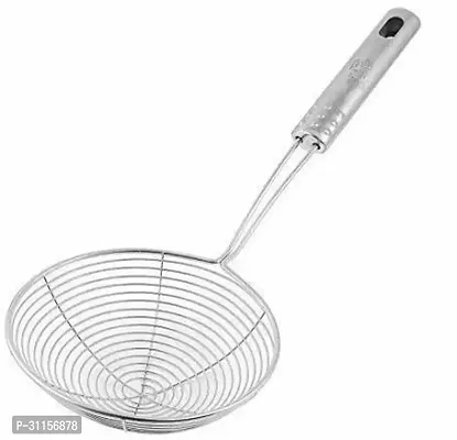 Useful Trendy Stainless Steel Deep Fry Strainer For Kitchen Puri Wire Skimmer With Spiral Mesh Strainer