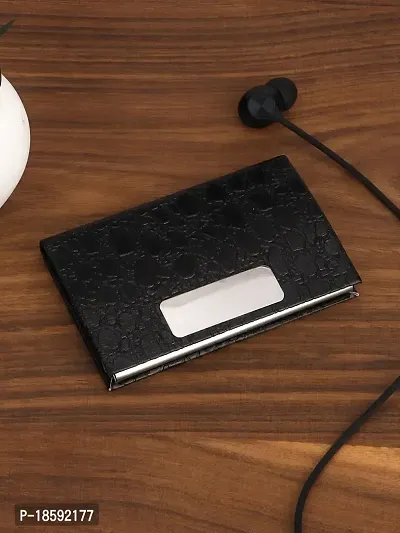 Designer Black Artificial Leather Textured Card Holder For Men