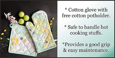 Useful Printed Cotton Oven Mitten with Free Pot Holder- 2 Pieces-thumb1