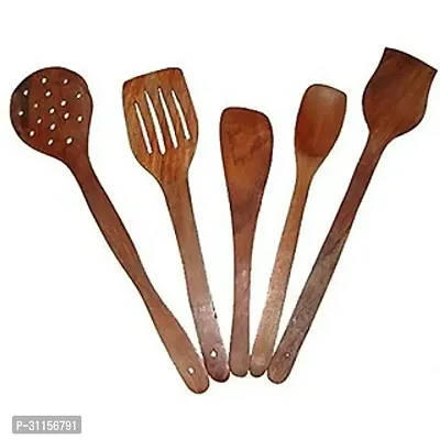 Useful Wooden Handmade Spoons And Spatulas For Cooking And Serving-5 Pieces-thumb0