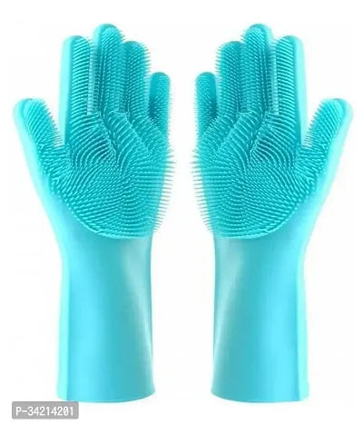 Stylish Silicone Dish Washing Gloves For Kitchen-thumb3