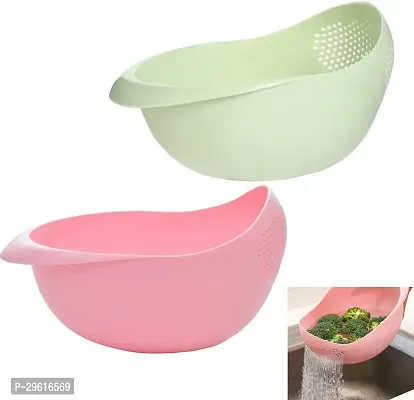 Useful Plastic Rice Washer Food Strainer Colander Washing Bowls- 2 Pieces