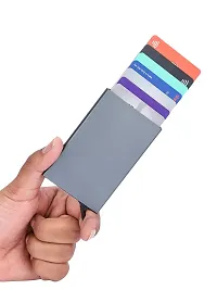 Designer Grey Artificial Leather Textured Card Holder For Men-thumb4