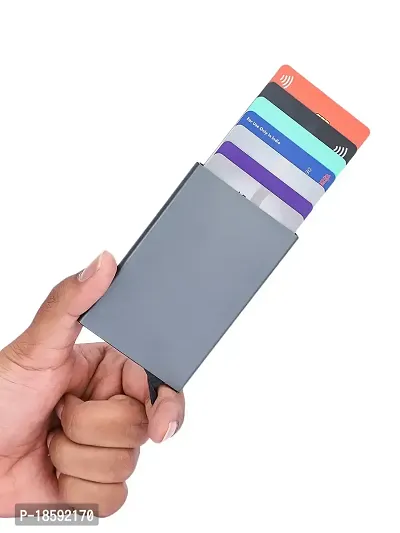 Designer Grey Artificial Leather Textured Card Holder For Men-thumb5