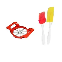 Useful Metal Apple Cutter With Silicone Mini Spatula And Brush Set- 3 Pieces-thumb3