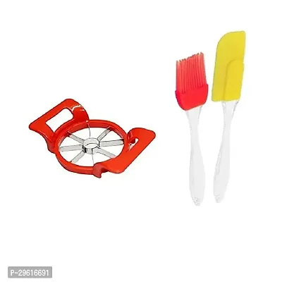 Useful Metal Apple Cutter With Silicone Mini Spatula And Brush Set- 3 Pieces-thumb4