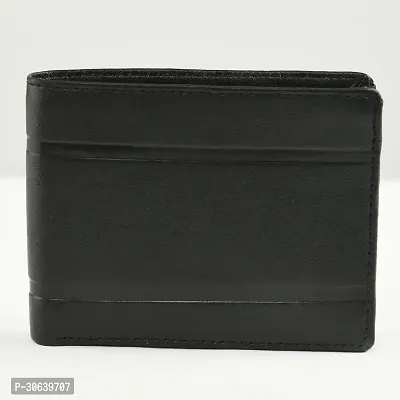 Designer Black Artificial Leather Two Fold Wallet For Men-thumb0