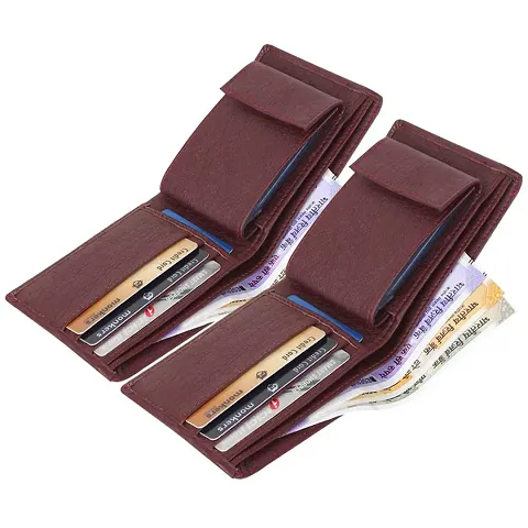 Stylish Artificial Leather Textured Card Holder Wallet For Men And Women - Pack Of 2