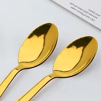 Useful Golden Stainless Steel Cutlery Spoon Set- 6 Pieces-thumb1