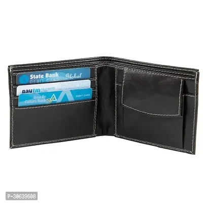 Designer Black Artificial Leather Two Fold Wallet For Men-thumb3