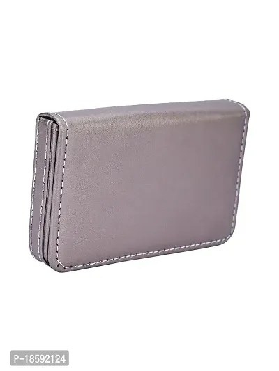 Designer Grey Artificial Leather Textured Card Holder For Men-thumb3