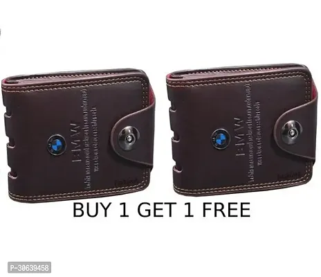 Designer Brown Artificial Leather Two Fold Wallet For Men Pack Of 2-thumb0