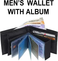 2 pcs Black Album ATM card holder Purse wallet Designer Black Artificial Leather Self Design Two Fold Wallet Combo For Men-thumb3
