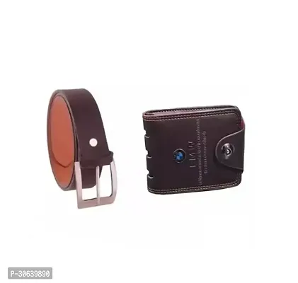 Designer Brown Artificial Leather Two Fold Wallet With Belt For Men Pack Of 2-thumb2