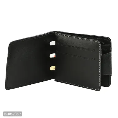 Designer Black Artificial Leather Solid Two Fold Wallet For Men-thumb4