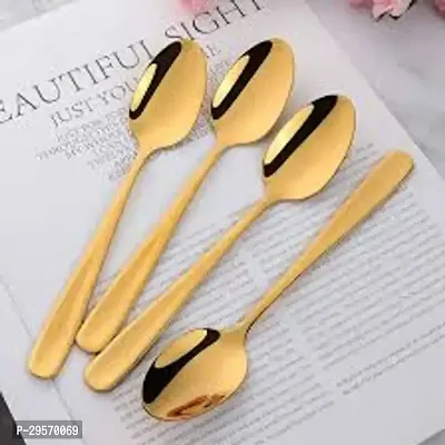 Classic Pack Of 6 Golden Stainless Steel Table Spoon Set-thumb2