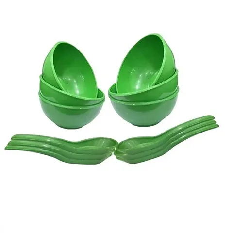 Plastic Round Shape Soup Bowls With Spoon