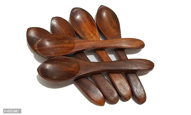 Set of 6 Mishri Wooden Masala Spoon for Small Containers, Handmade Wooden Spoon for Tea, Coffee, Sugar, Condiments and Spices