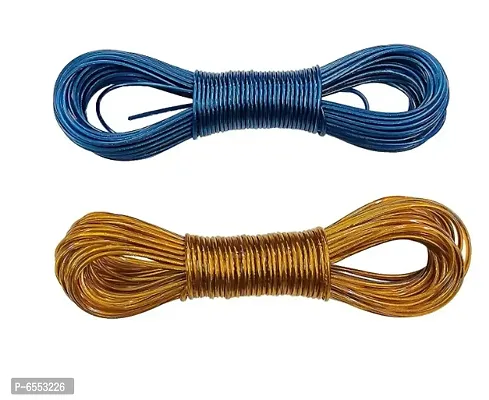 (Set of 2) 20 Meter Cloth Drying Ropes, PVC Coated Steel Anti-Rust Wire Rope for Drying Clothes-thumb0