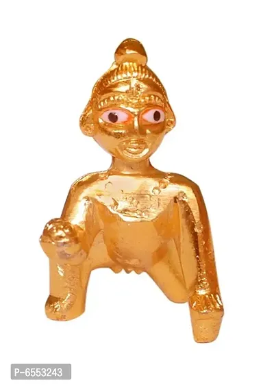 Ladoo Gopal Ji | Baby Krishna| Kanhaiya | Hand Painted | Size : L - 5 cms B- 3.5 cms H- 5 cms( Golden)-thumb0