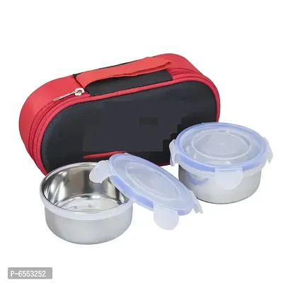2 steel lock containers Lunch box with insulated bag  assorted color-thumb0