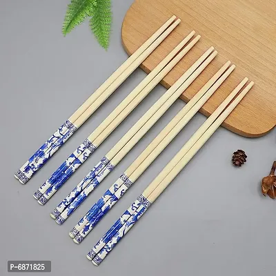 5 pairs Wooden Chopsticks reusable printed mix design