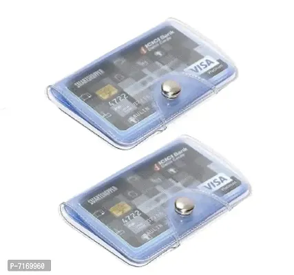 2Pcs Button Transparent ATM card holder