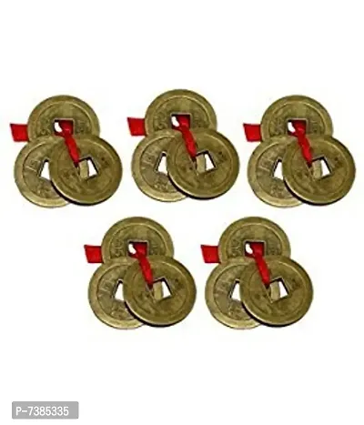 Roli Set of 5 Fengshui Lucky Coins Tied with red Ribbon for wealth and good luck charm best for gifting