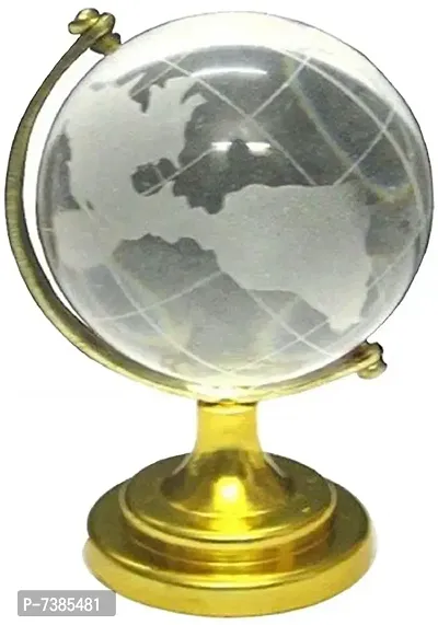 Vastu | Feng Shui Crystal Globe With Golden Stand (4 Cms) (1 Pc)-thumb0