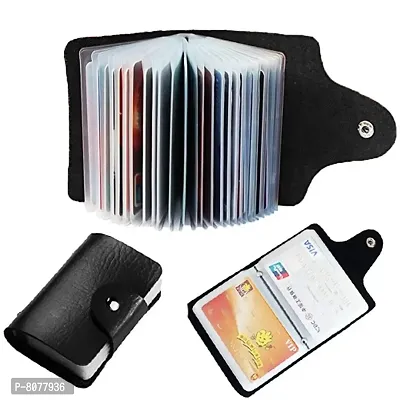 Stylish Black Artificial Leather Card Holder for Men-thumb0