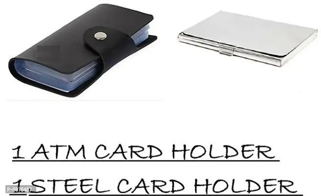 Combo of Button ATM Black and Steel cardholder-thumb0
