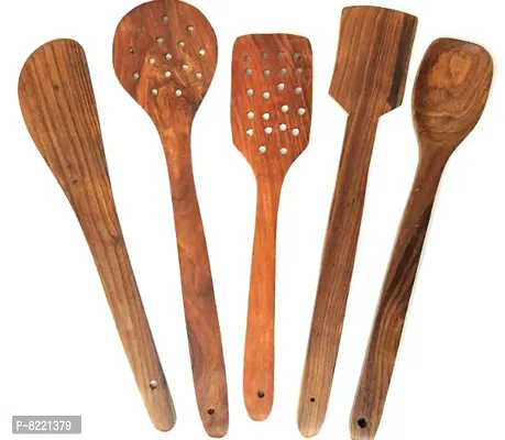 Set of 5 Handmade Wooden Non-Stick Serving and Cooking Spoon Kitchen Tools.