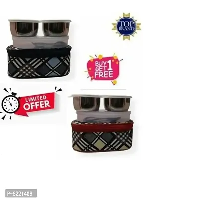 Smart combo office lunchbox buy 1 get 1 lunch box 3 container mix color bag-thumb0